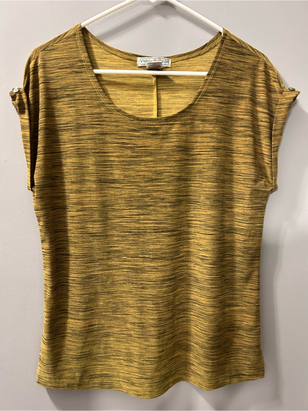 Vintage Suzie Short Sleeve Scoop Neck Top in Green/Black